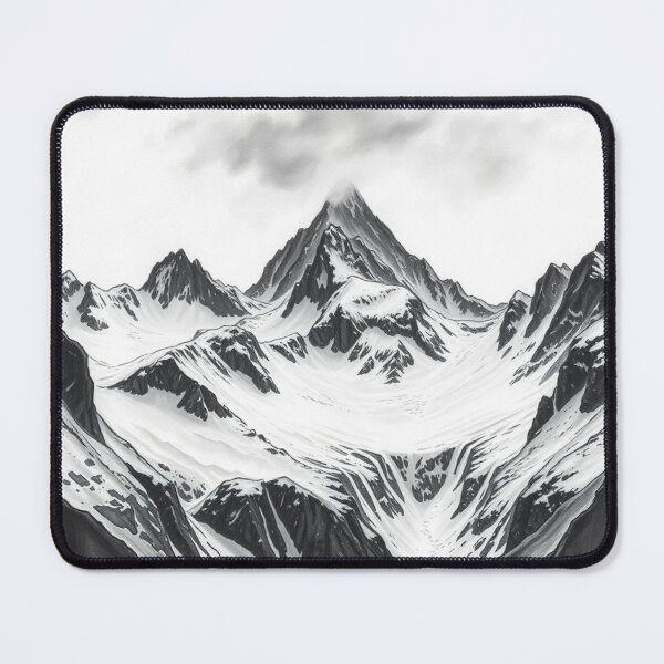 Item preview, Black and White Snowy Mountain Peak Art Print designed and sold by EllDAV777.