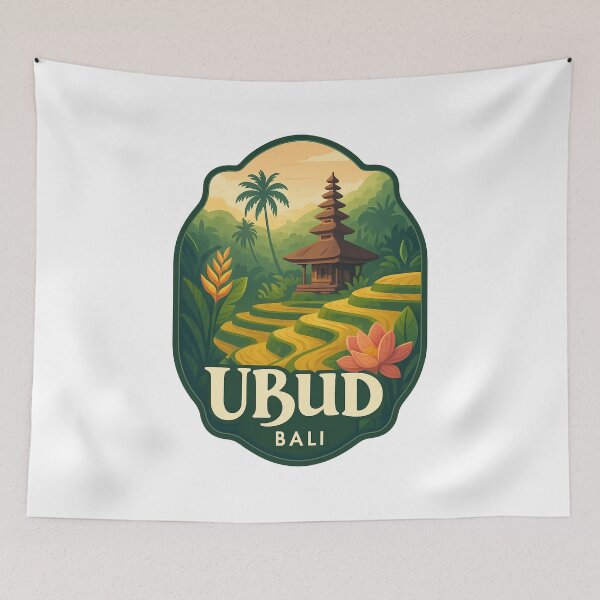 Item preview, Ubud Rice Terraces and Balinese Temple, Bali, Indonesia designed and sold by Aryabek.