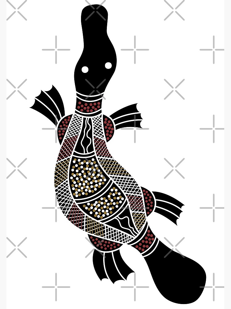 Authentic Aboriginal Art Platypus Art Print By HogarthArts Redbubble   Flat,750x,075,f Pad,750x1000,f8f8f8 