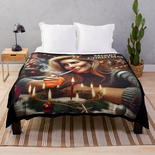 Item preview, Edgy Merry Christmas Art Woman Smoking By Candlelight Holiday Vibes. designed and sold by Spark2Seduction.