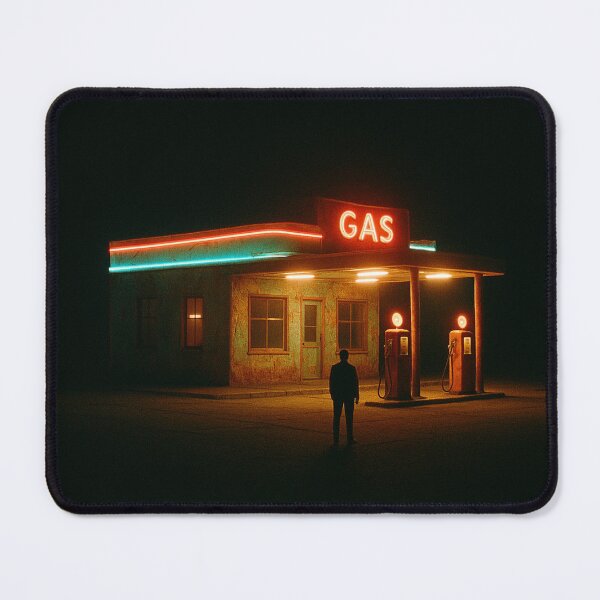 Item preview, Neon Night Gas Station – Retro 35mm Americana Photography designed and sold by BadaBingBear.