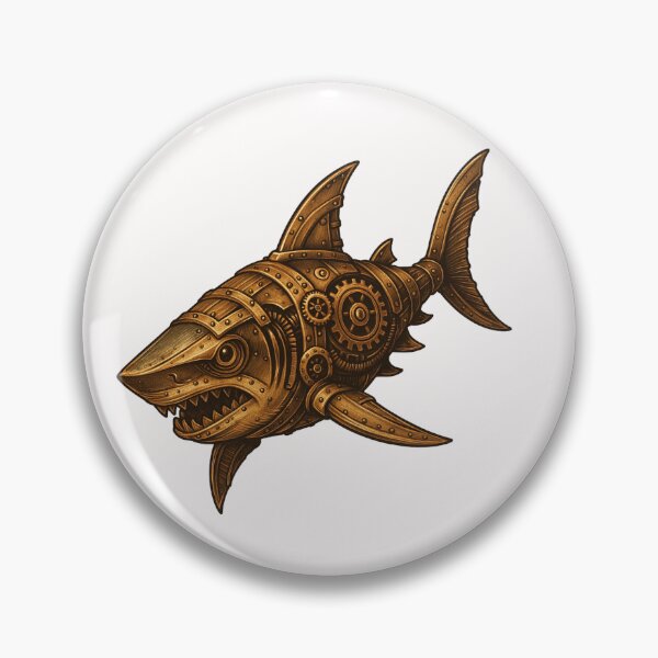 Item preview, Steampunk Shark – Mechanical Brass Fish designed and sold by Papier Atelier Art.