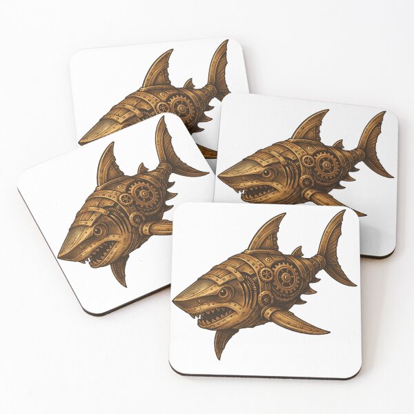 Item preview, Steampunk Shark – Mechanical Brass Fish designed and sold by Papier Atelier Art.