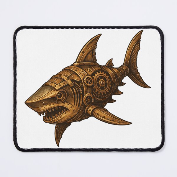Item preview, Steampunk Shark – Mechanical Brass Fish designed and sold by Papier Atelier Art.