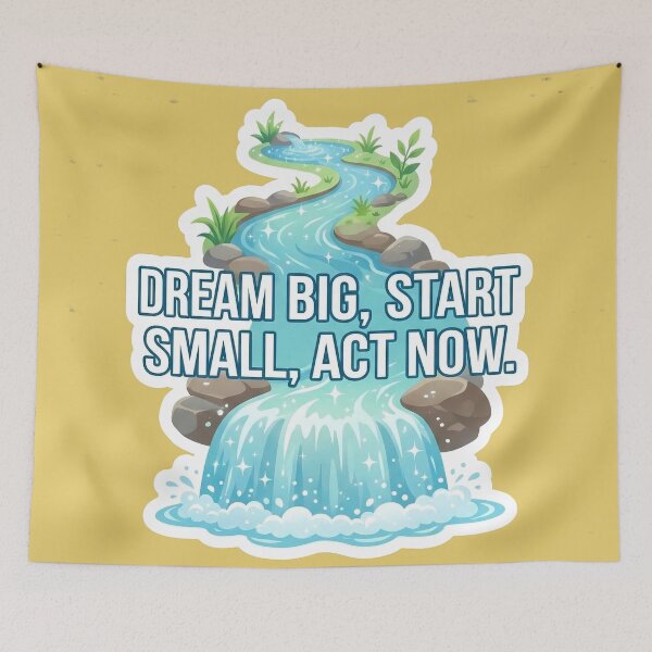Item preview, “Dream Big Start Small Act Now — Motivational Waterfall Nature Artwork designed and sold by wpsstudio.