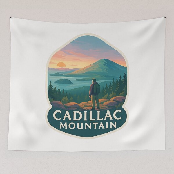 Item preview,  Hiker Overlook at Sunrise on Cadillac Mountain, Maine designed and sold by Places On Earth.