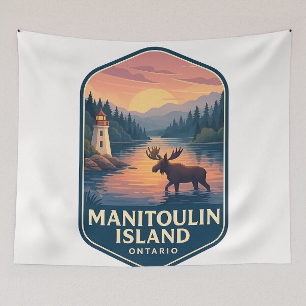 Item preview, Manitoulin Island Lighthouse and Moose at Dusk, Ontario designed and sold by Places On Earth.