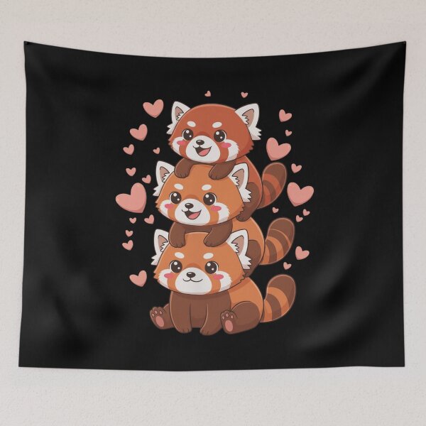 Item preview, Red Panda Stack Cute Animal Love Heart designed and sold by Gogetgiggles.