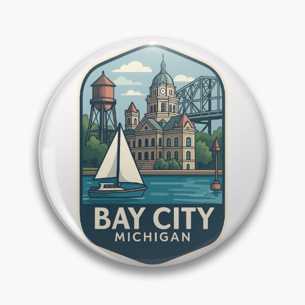 Item preview, Bay City Michigan Waterfront and Courthouse Scene designed and sold by Places On Earth.
