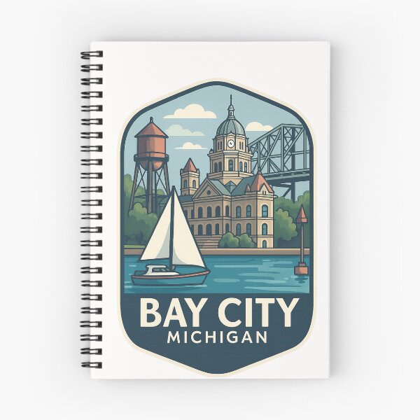 Item preview, Bay City Michigan Waterfront and Courthouse Scene designed and sold by Places On Earth.