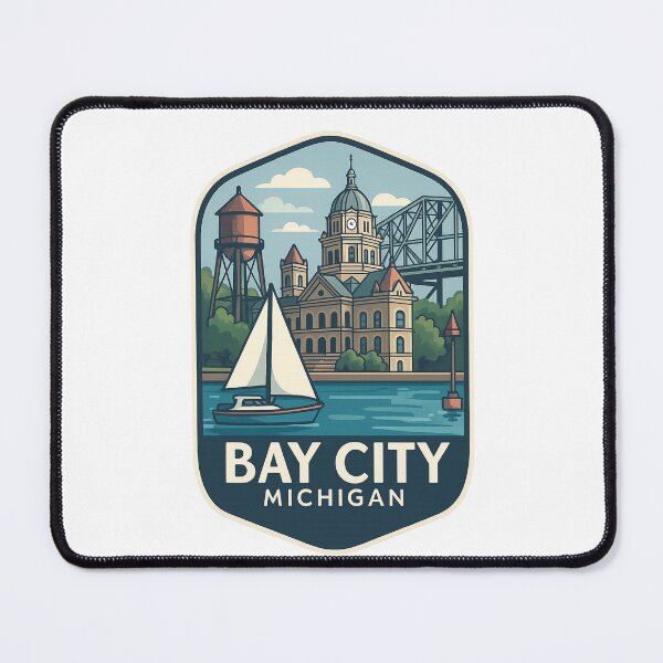 Item preview, Bay City Michigan Waterfront and Courthouse Scene designed and sold by Places On Earth.