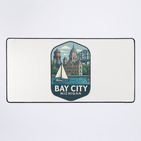 Item preview, Bay City Michigan Waterfront and Courthouse Scene designed and sold by Places On Earth.