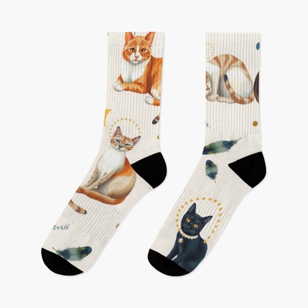 Item preview, Soft Celestial Cats – Modern Illustrated Cat Pattern designed and sold by TroyTheTerrific.