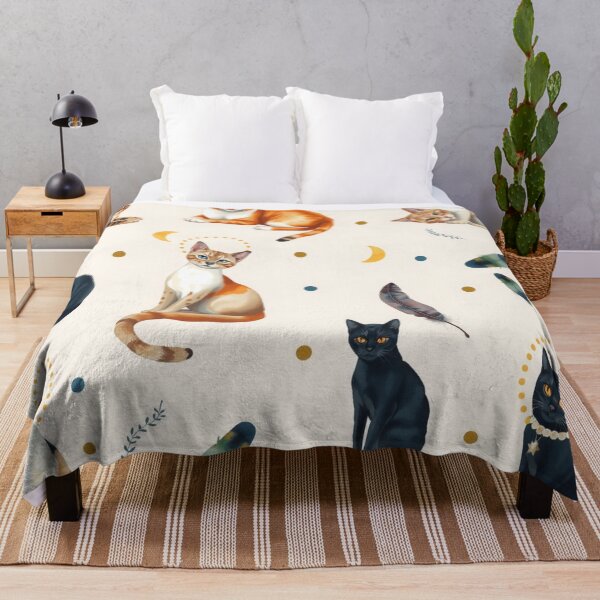 Item preview, Soft Celestial Cats – Modern Illustrated Cat Pattern designed and sold by TroyTheTerrific.