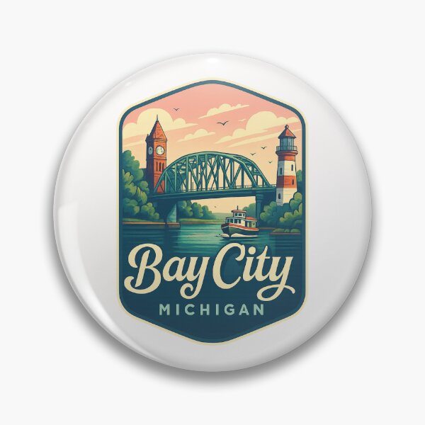 Item preview, Bay City Michigan Riverfront with Lighthouse and Drawbridge designed and sold by Places On Earth.