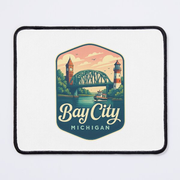 Item preview, Bay City Michigan Riverfront with Lighthouse and Drawbridge designed and sold by Places On Earth.