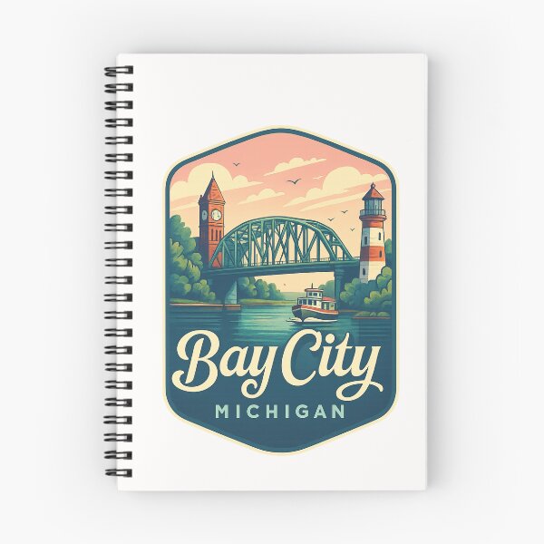 Item preview, Bay City Michigan Riverfront with Lighthouse and Drawbridge designed and sold by Places On Earth.