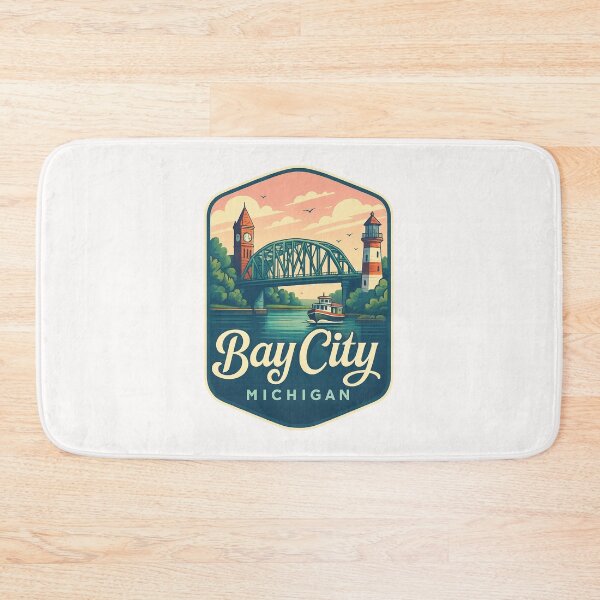 Item preview, Bay City Michigan Riverfront with Lighthouse and Drawbridge designed and sold by Places On Earth.