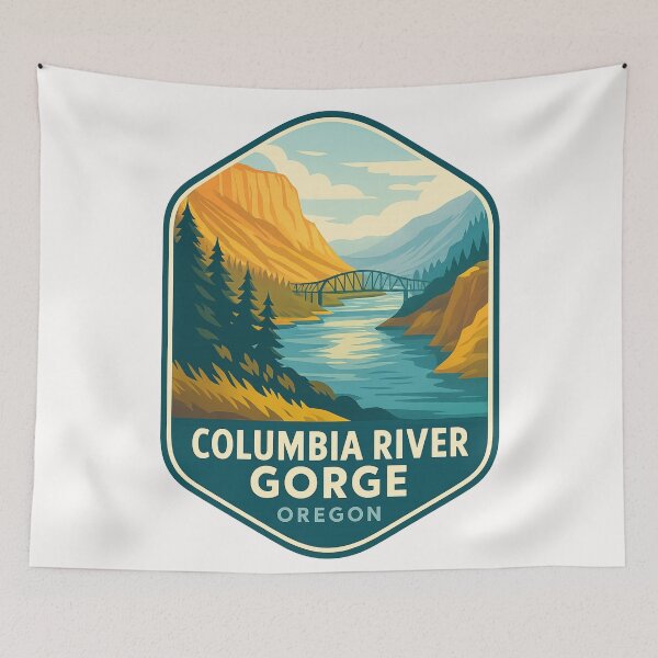Item preview, Columbia River Gorge Oregon Sunset Over River and Mountains designed and sold by Places On Earth.