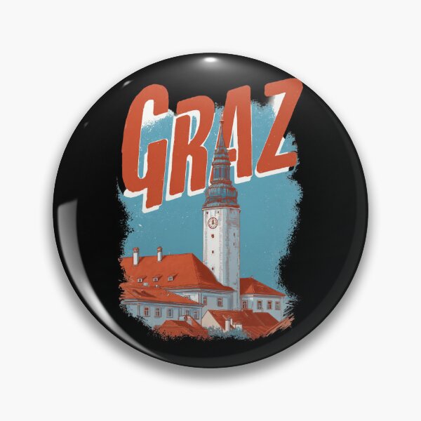 Item preview, Graz, Austria motif with clock tower and old town – vintage city illustration designed and sold by Meiersbeste.
