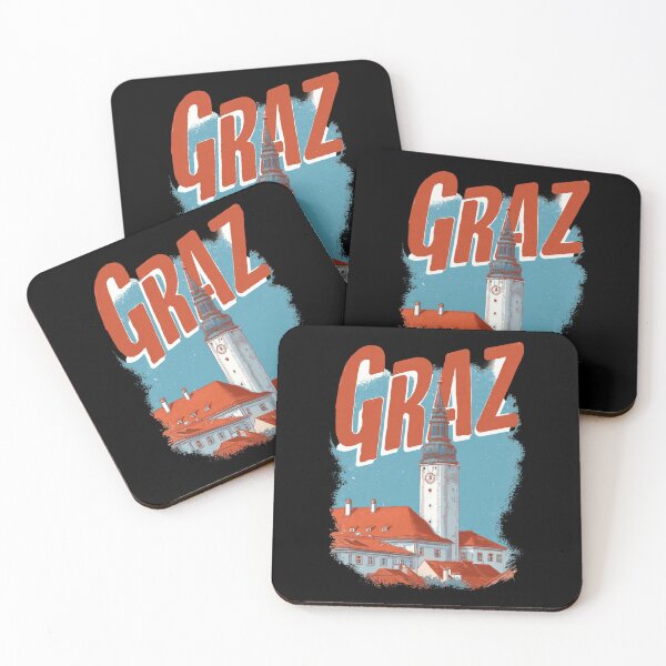 Item preview, Graz, Austria motif with clock tower and old town – vintage city illustration designed and sold by Meiersbeste.