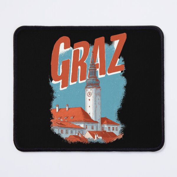 Item preview, Graz, Austria motif with clock tower and old town – vintage city illustration designed and sold by Meiersbeste.