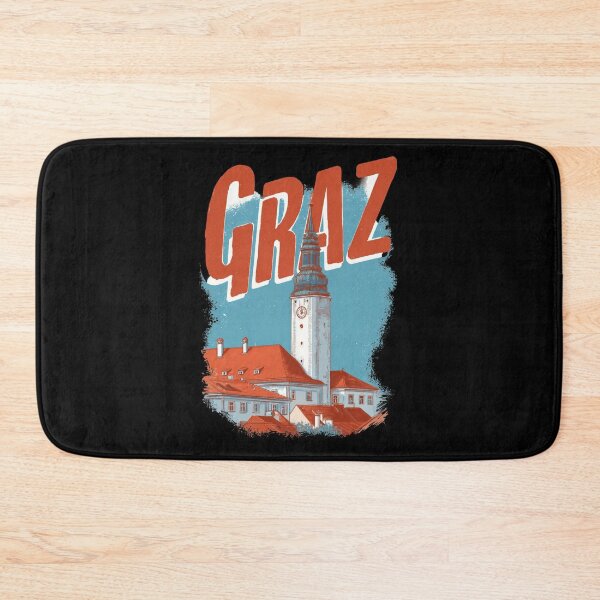 Item preview, Graz, Austria motif with clock tower and old town – vintage city illustration designed and sold by Meiersbeste.
