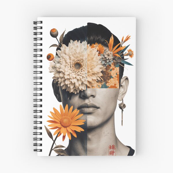 Item preview, Artwork features a human face blended with flowers, showcasing creativity through mixed media techniques and vibrant colors designed and sold by SpaceartLilu.