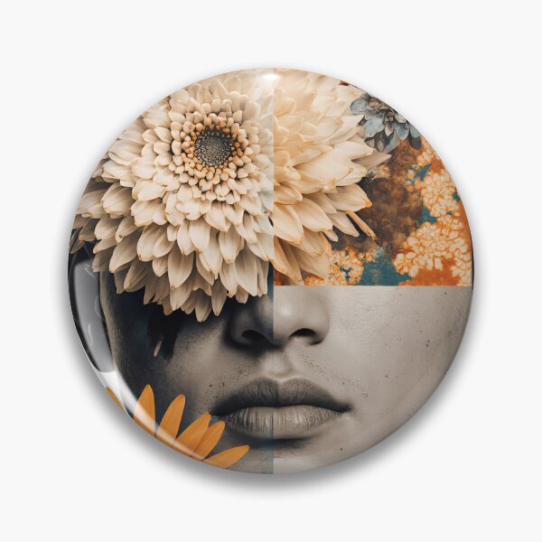 Item preview, Artwork features a human face blended with flowers, showcasing creativity through mixed media techniques and vibrant colors designed and sold by SpaceartLilu.