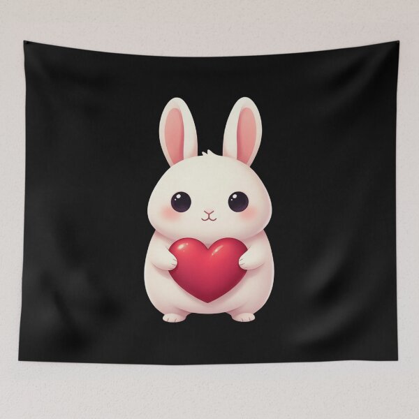 Item preview, Cute White Bunny Holding a Red Heart Valentine's Day Lover designed and sold by Gogetgiggles.