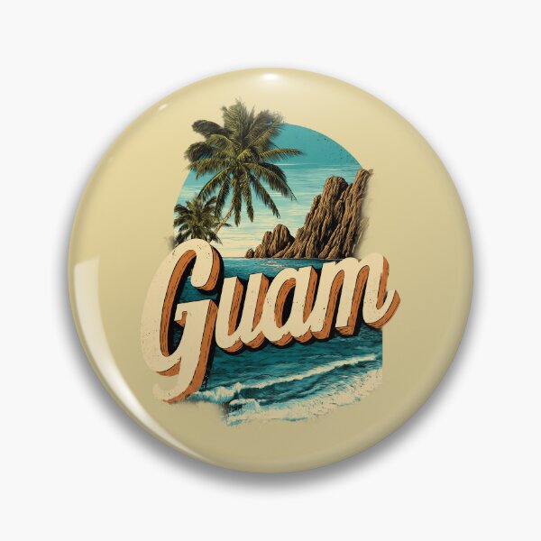 Item preview, Guam island motif with palm trees, cliffs and waves – Tropical Pacific design designed and sold by Meiersbeste.