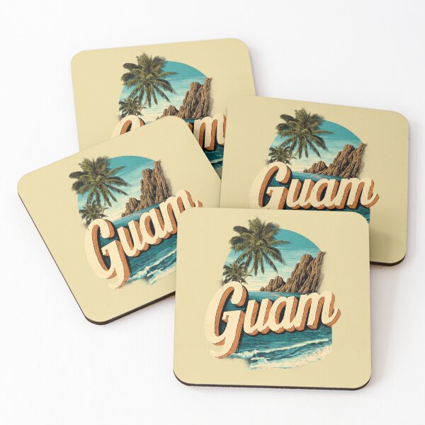 Item preview, Guam island motif with palm trees, cliffs and waves – Tropical Pacific design designed and sold by Meiersbeste.