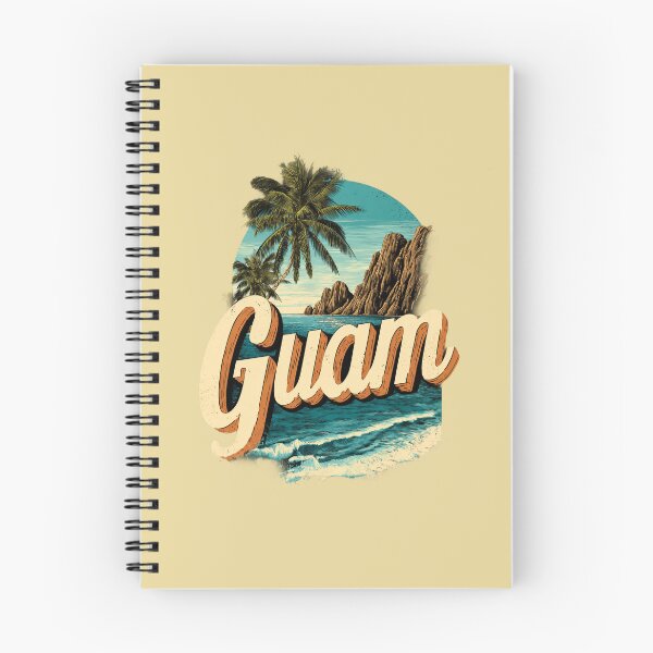 Item preview, Guam island motif with palm trees, cliffs and waves – Tropical Pacific design designed and sold by Meiersbeste.