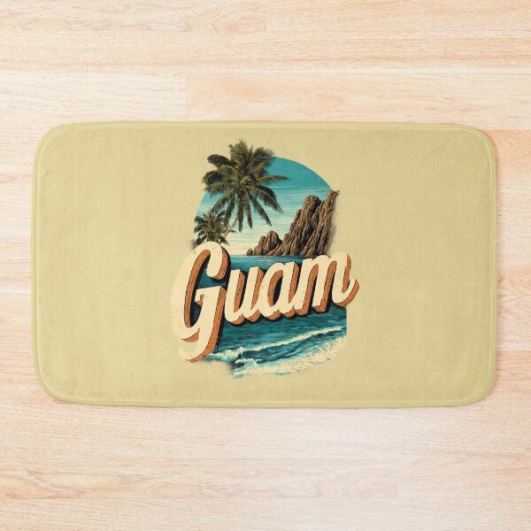 Item preview, Guam island motif with palm trees, cliffs and waves – Tropical Pacific design designed and sold by Meiersbeste.