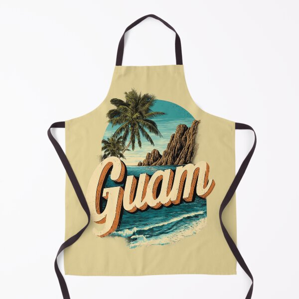 Item preview, Guam island motif with palm trees, cliffs and waves – Tropical Pacific design designed and sold by Meiersbeste.