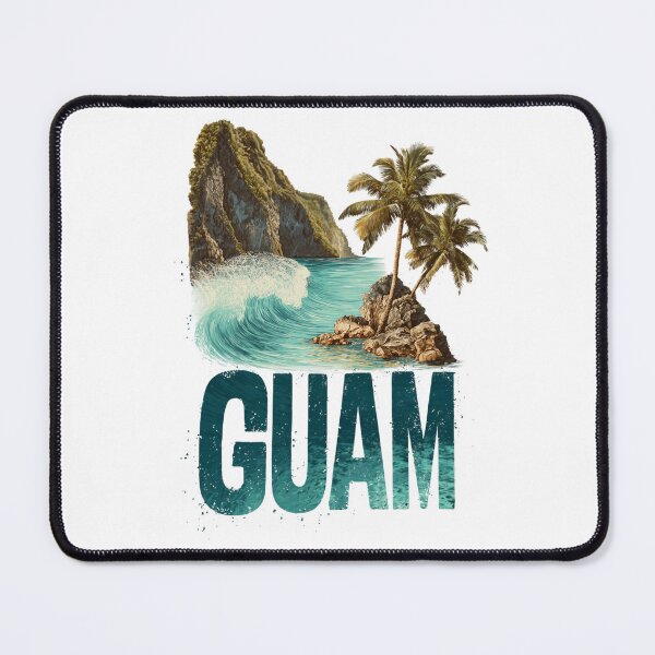 Item preview, Guam Pacific island scene with cliffs, palm trees and breaking waves designed and sold by Meiersbeste.