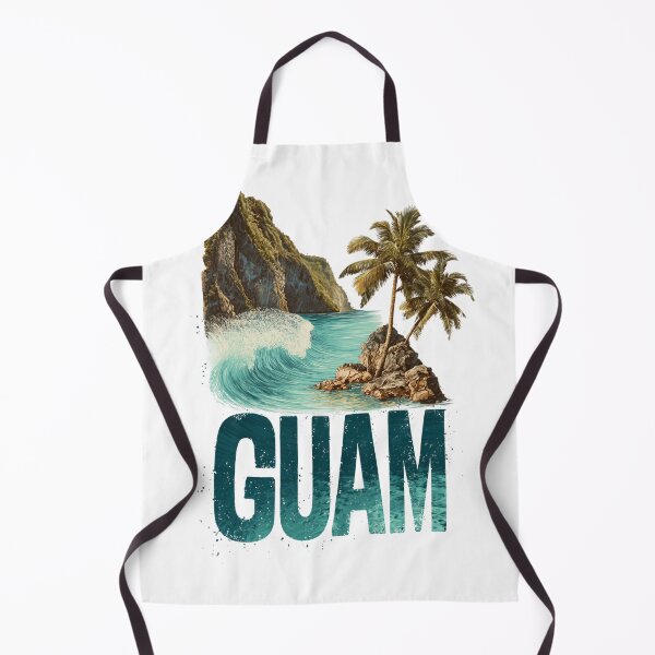 Item preview, Guam Pacific island scene with cliffs, palm trees and breaking waves designed and sold by Meiersbeste.