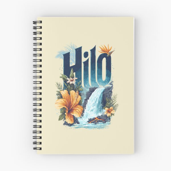 Item preview, Hilo Hawaii motif with waterfall and hibiscus flowers – Tropical jungle illustration designed and sold by Meiersbeste.