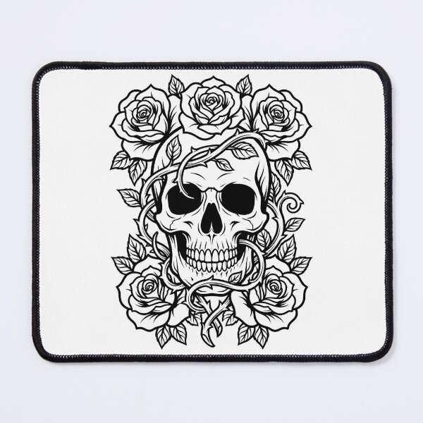 Item preview, Skull and Roses, gothic floral skull gift, dark aesthetic tattoo style graphic tee designed and sold by saloui.