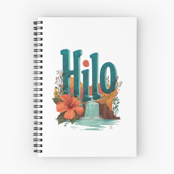 Item preview, Hilo Hawaii motif with waterfall, hibiscus and lettering designed and sold by Meiersbeste.