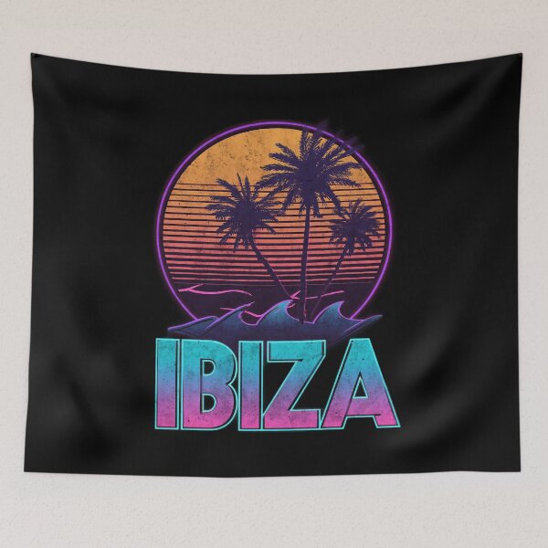Item preview, Ibiza Neon Sunset with Palm Trees – Retro Synthwave Island Motif designed and sold by Meiersbeste.