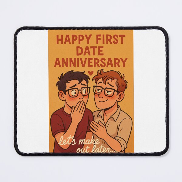 Item preview, First Date Anniversary – Flirty Gay Couple Card designed and sold by Places On Earth.