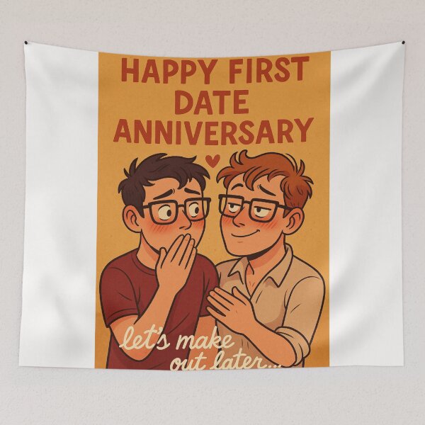 Item preview, First Date Anniversary – Flirty Gay Couple Card designed and sold by Places On Earth.