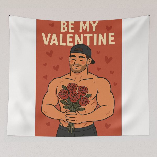 Item preview, Gay Valentine Card – Shirtless Hunk with Roses designed and sold by Places On Earth.