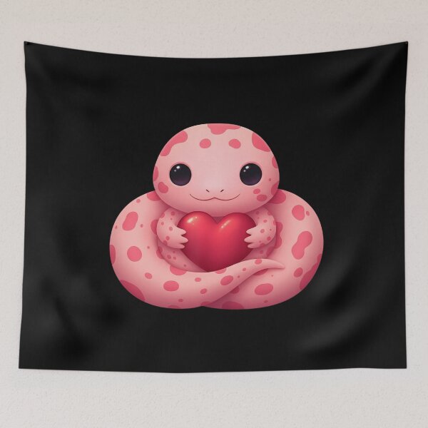 Item preview, Cute Pink Snake Holding a Heart Valentine's Day Lover designed and sold by Gogetgiggles.