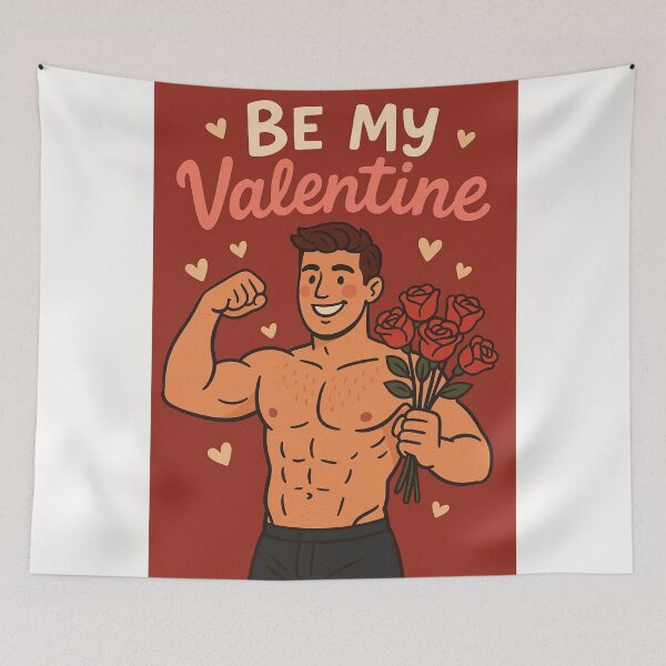 Item preview, Be My Valentine – Flexing Gay Muscle Boy designed and sold by Places On Earth.