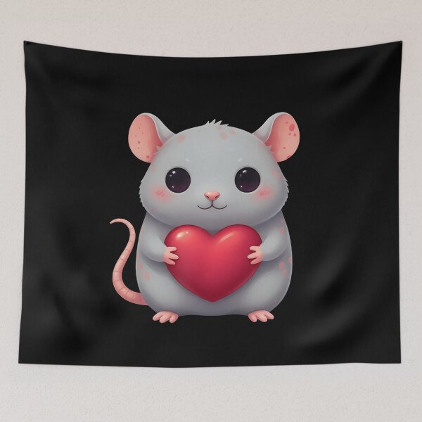 Item preview, Cute Rat Holding A Heart Valentine's Day Lover designed and sold by Gogetgiggles.