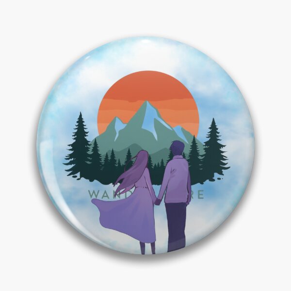 Item preview, minimal landscape with mountains and pines with lovers looking designed and sold by tsintsinshop.