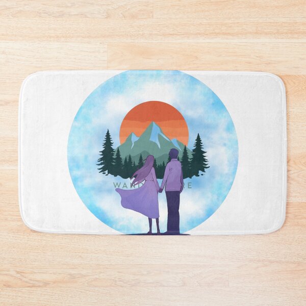 Item preview, minimal landscape with mountains and pines with lovers looking designed and sold by tsintsinshop.