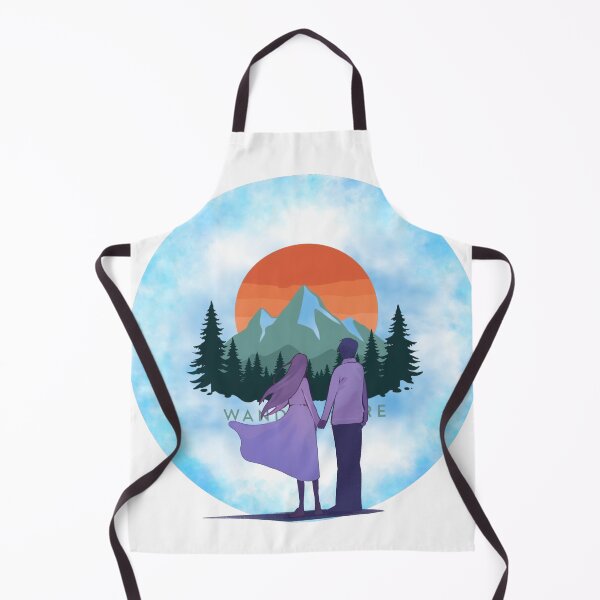 Item preview, minimal landscape with mountains and pines with lovers looking designed and sold by tsintsinshop.